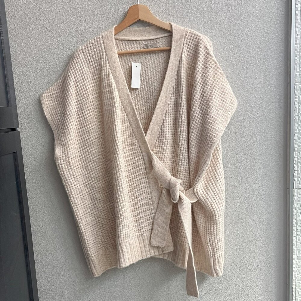 LOFT Cream Tie Front Cardigan